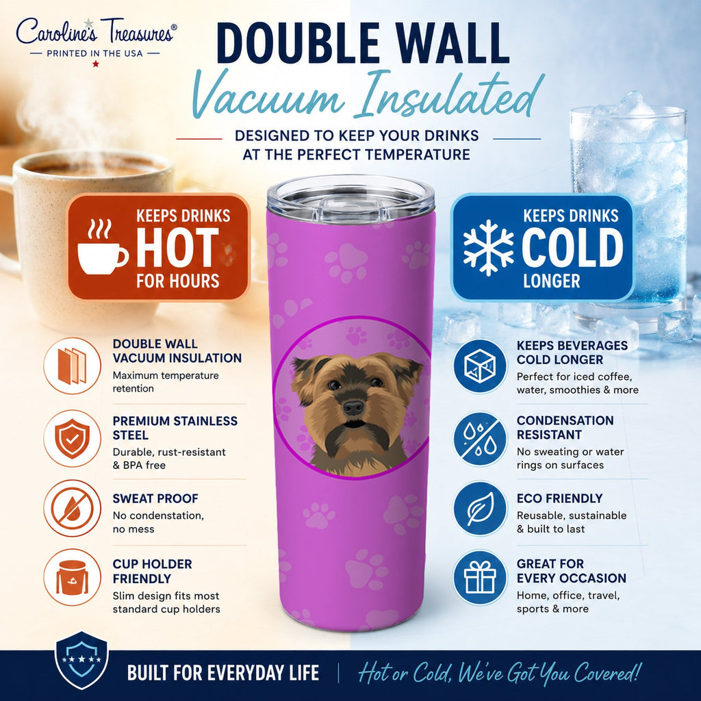 Yorkie Chocolate #1 Stainless Steel Skinny Tumbler 20 oz Vacuum Double Walled Reusable Insulated Travel Cup