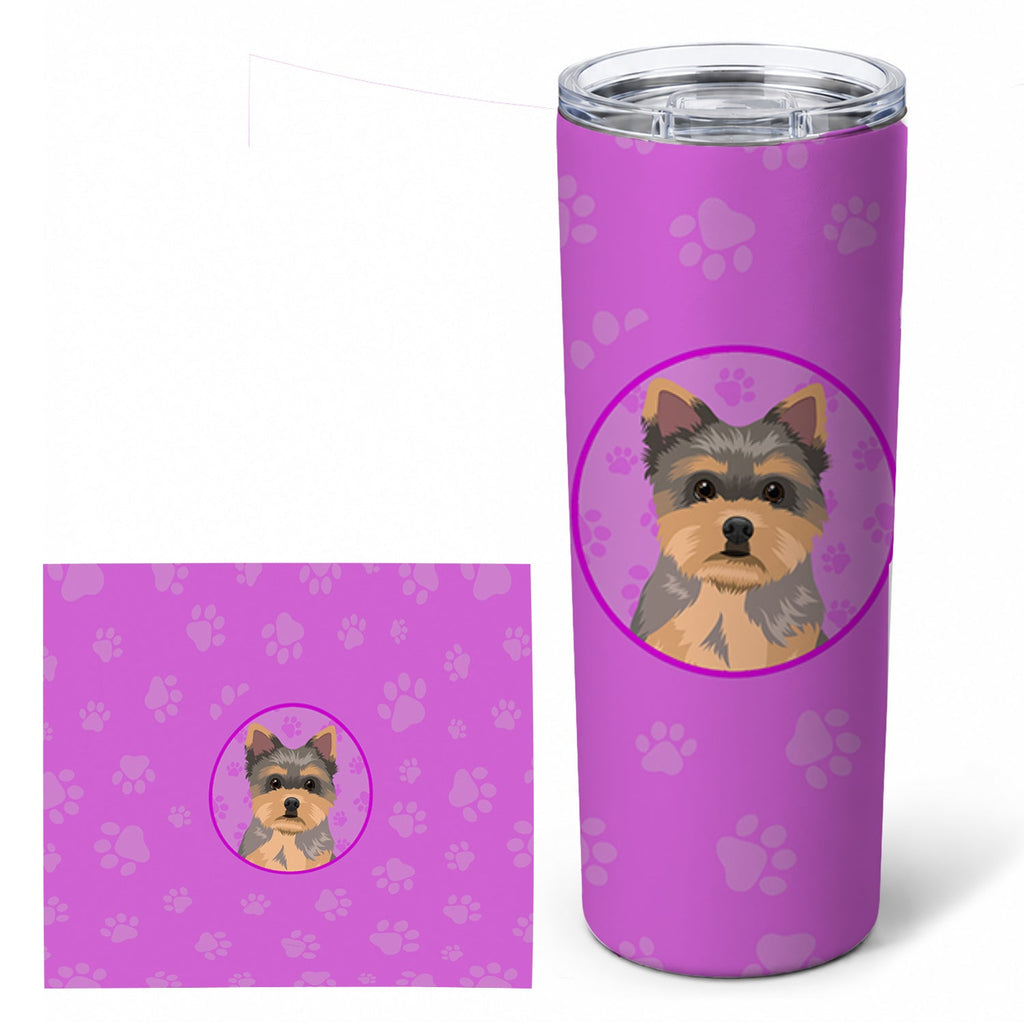 Yorkie Chocolate Puppy Stainless Steel Skinny Tumbler 20 oz Vacuum Double Walled Reusable Insulated Travel Cup