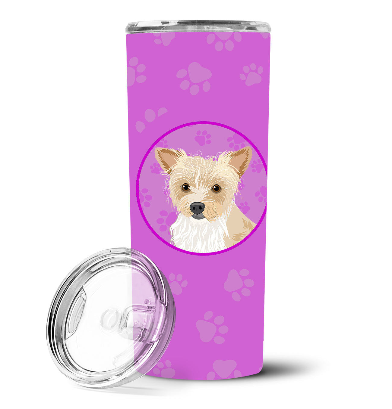 Yorkie Parti Stainless Steel Skinny Tumbler 20 oz Vacuum Double Walled Reusable Insulated Travel Cup