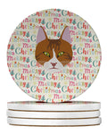 Aegean Cat Christmas Large Sandstone Coasters Pack of 4
