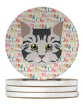 American Bobtail Cat Christmas Large Sandstone Coasters Pack of 4