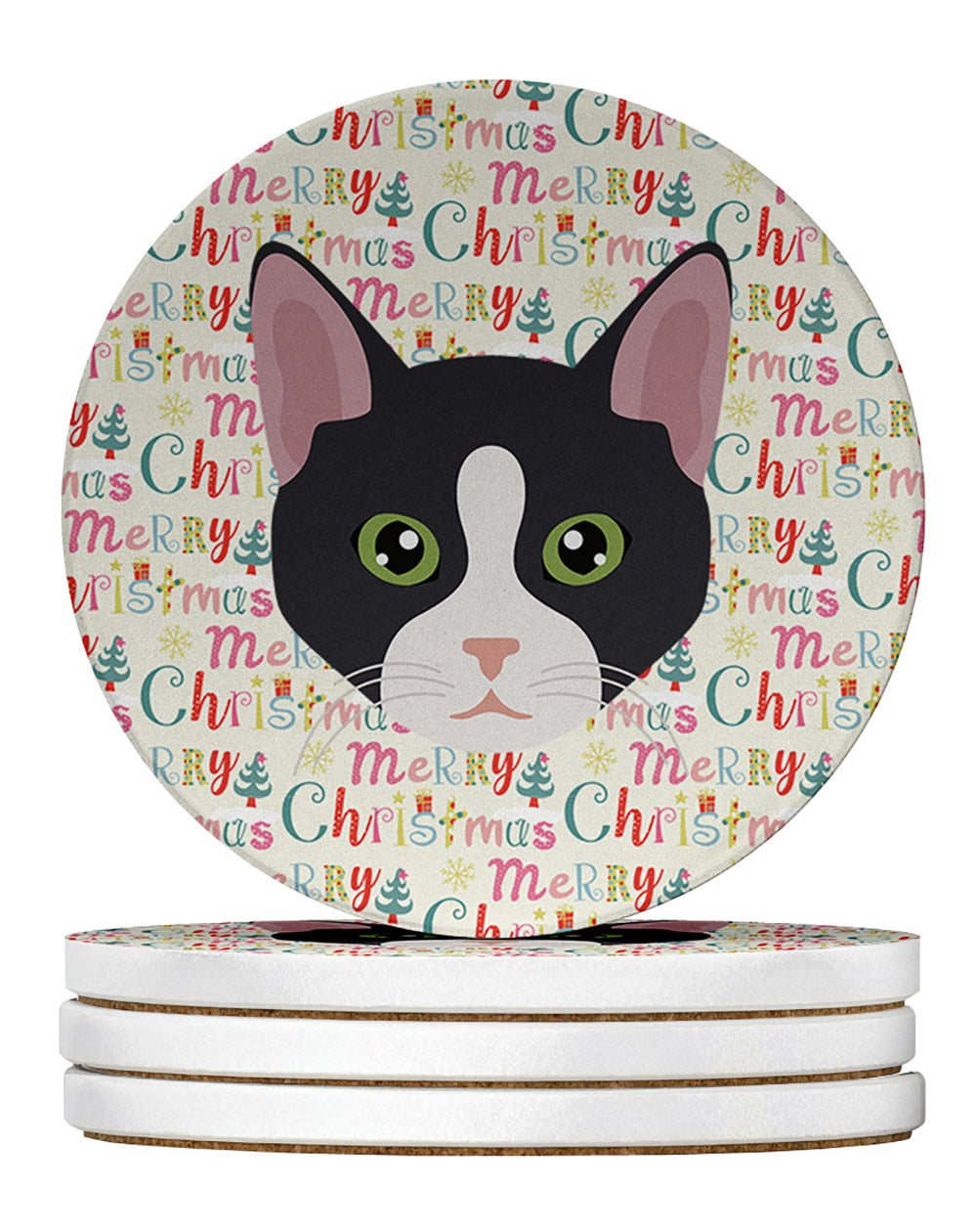 American Polydactyl Cat Christmas Large Sandstone Coasters Pack of 4