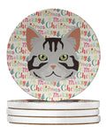 American Shorthair Cat Christmas Large Sandstone Coasters Pack of 4