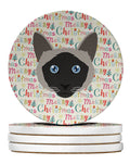 Balinese Cat Christmas Large Sandstone Coasters Pack of 4