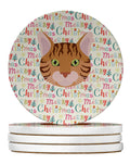 Bengal Cat Christmas Large Sandstone Coasters Pack of 4