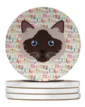 Birman Cat Christmas Large Sandstone Coasters Pack of 4