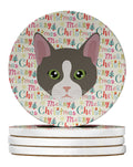 Brazilian Shorthair Cat Christmas Large Sandstone Coasters Pack of 4