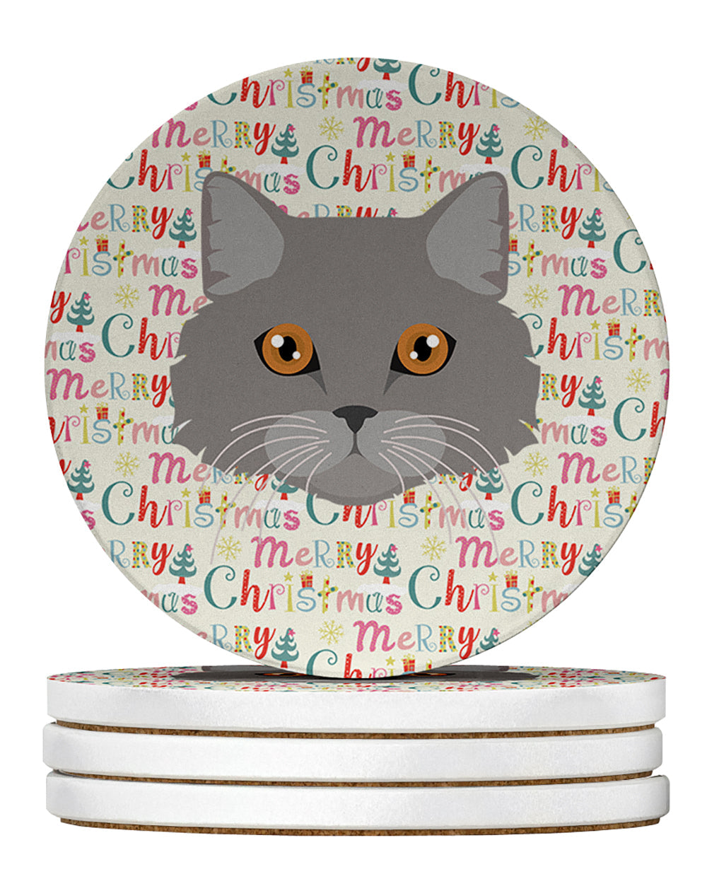 Brazilian Longhair Cat Christmas Large Sandstone Coasters Pack of 4