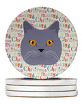 British Shorthair Cat Christmas Large Sandstone Coasters Pack of 4