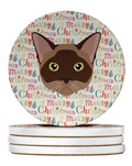 Burmese Cat Christmas Large Sandstone Coasters Pack of 4