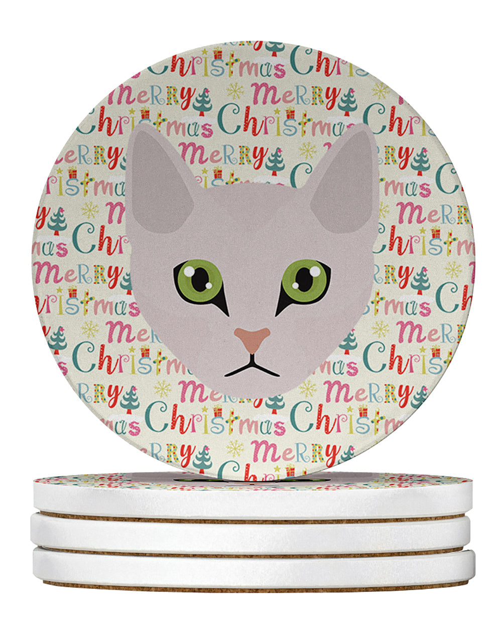 Burmilla Cat Christmas Large Sandstone Coasters Pack of 4