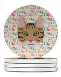 California Spangled Cat Christmas Large Sandstone Coasters Pack of 4