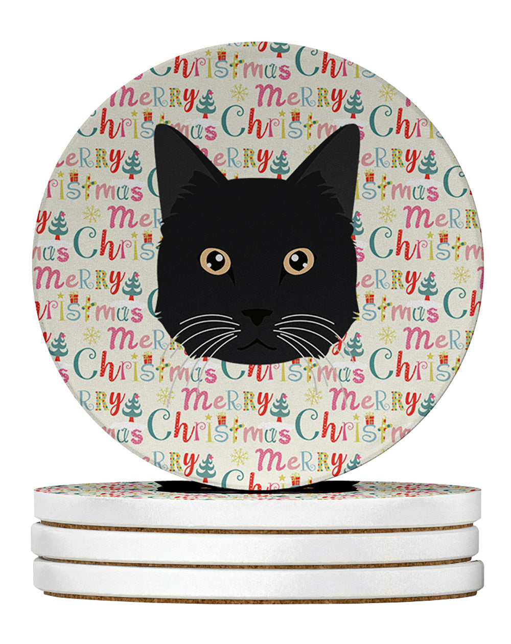 Chantilly Tiffany Cat Christmas Large Sandstone Coasters Pack of 4