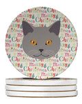 Chartreux Cat Christmas Large Sandstone Coasters Pack of 4