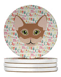 Chausie Cat Christmas Large Sandstone Coasters Pack of 4