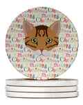 Cheetoh Cat Christmas Large Sandstone Coasters Pack of 4