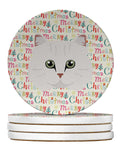Chinchilla Persian Longhair Cat Christmas Large Sandstone Coasters Pack of 4