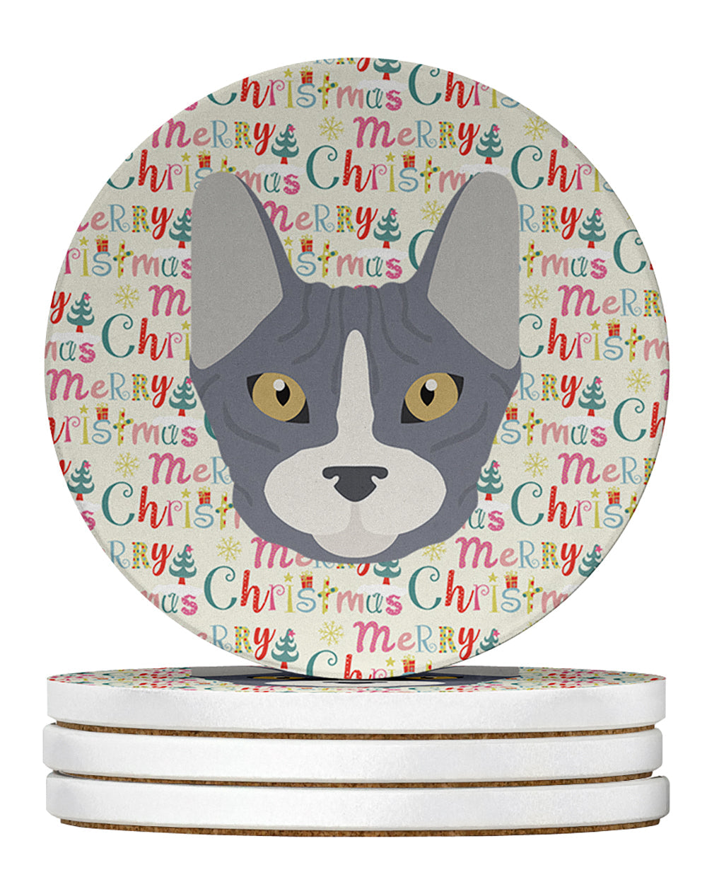 Don Sphynx Cat Christmas Large Sandstone Coasters Pack of 4