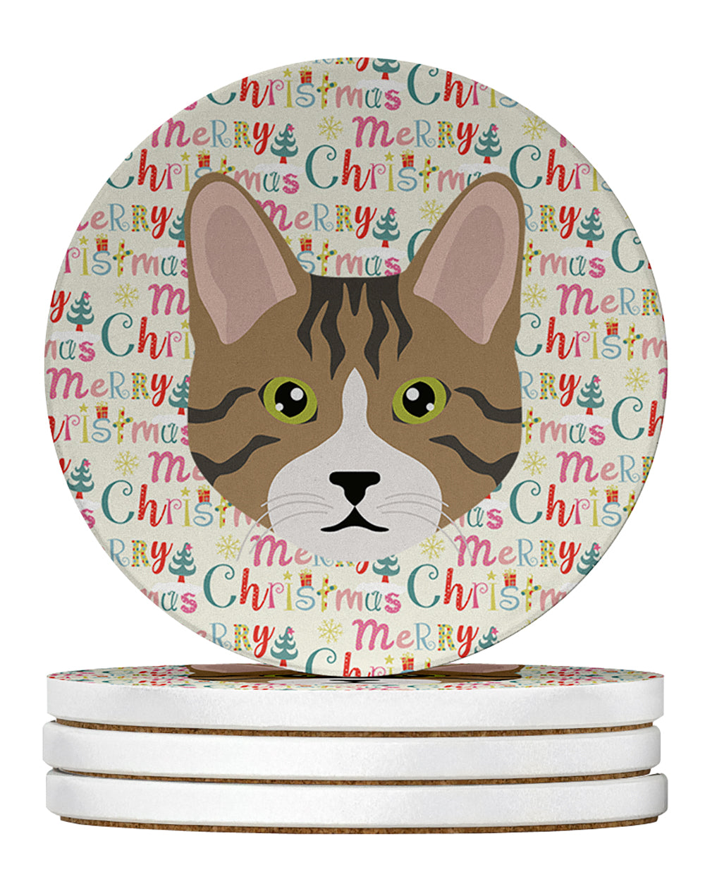 Dragon Li Cat Christmas Large Sandstone Coasters Pack of 4