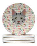Egyptian Mau Cat Christmas Large Sandstone Coasters Pack of 4