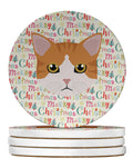 European Shorthair Cat Christmas Large Sandstone Coasters Pack of 4