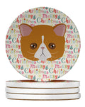Exotic Shorthair Cat Christmas Large Sandstone Coasters Pack of 4