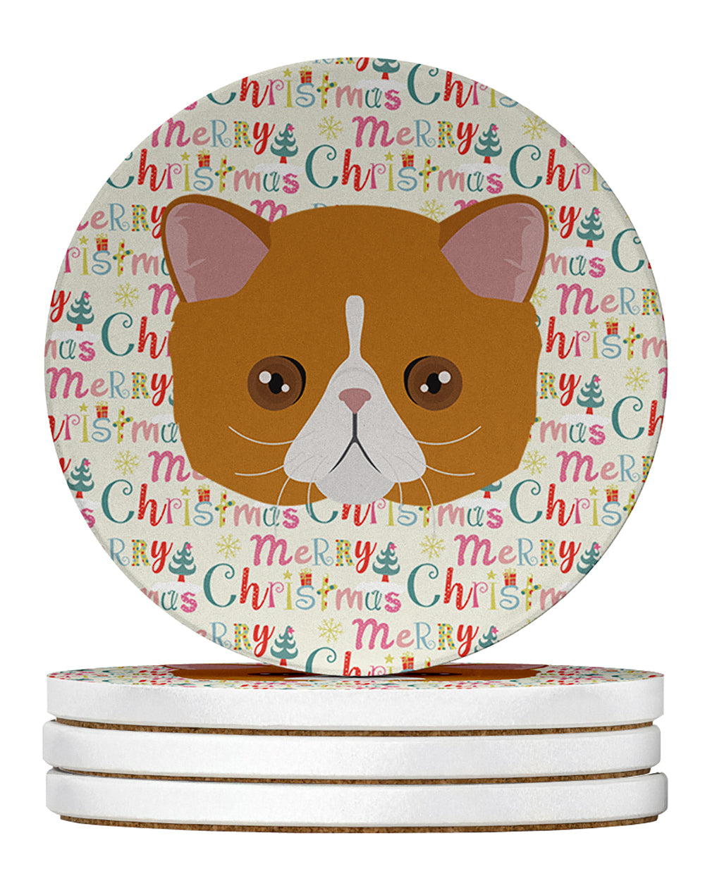 Exotic Shorthair Cat Christmas Large Sandstone Coasters Pack of 4