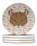 Highlander Lynx Cat Christmas Large Sandstone Coasters Pack of 4