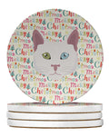 Khao Manee Cat Christmas Large Sandstone Coasters Pack of 4