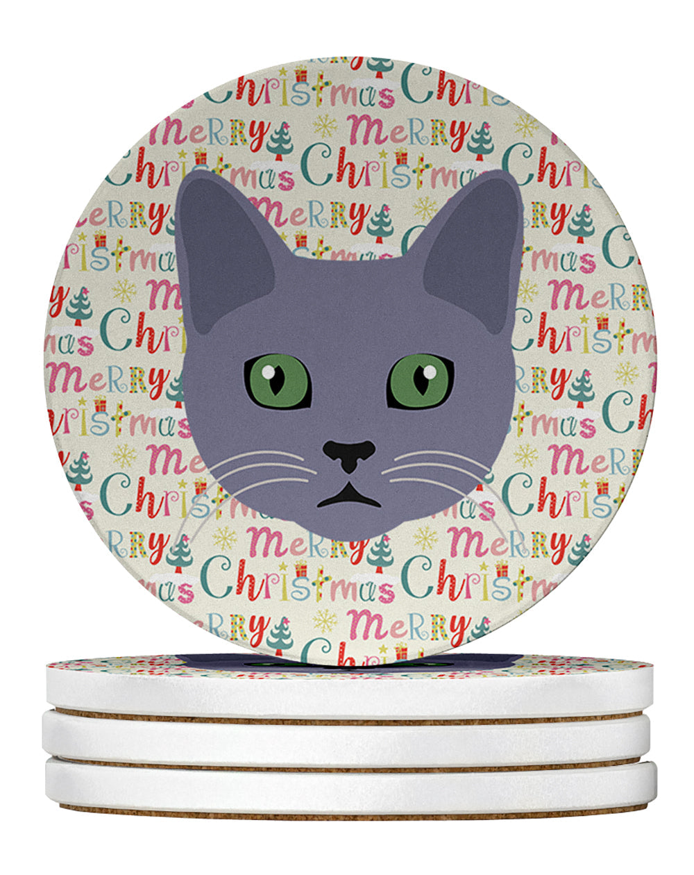 Korat Cat Christmas Large Sandstone Coasters Pack of 4