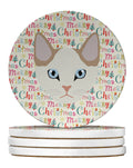 Korean Bobtail Cat Christmas Large Sandstone Coasters Pack of 4