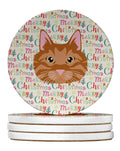 Kurilian Bobtail Cat Christmas Large Sandstone Coasters Pack of 4