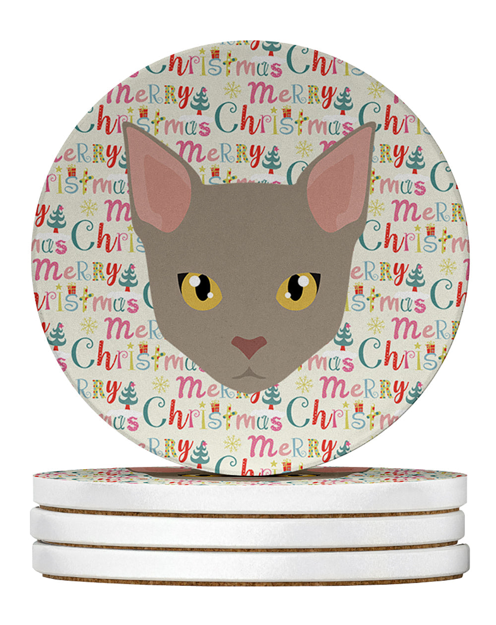 Malayan Cat Christmas Large Sandstone Coasters Pack of 4