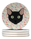 Mandalay Cat Christmas Large Sandstone Coasters Pack of 4