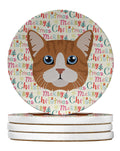 Manx Cat Christmas Large Sandstone Coasters Pack of 4