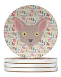Minskin Cat Christmas Large Sandstone Coasters Pack of 4