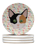 Munchkin Cat Christmas Large Sandstone Coasters Pack of 4