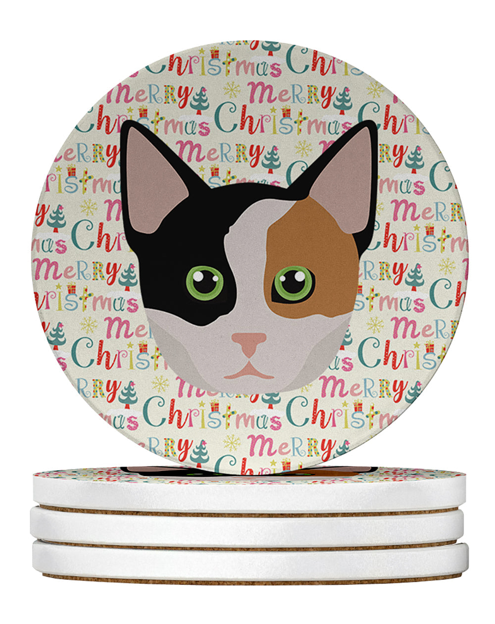 Munchkin Cat Christmas Large Sandstone Coasters Pack of 4
