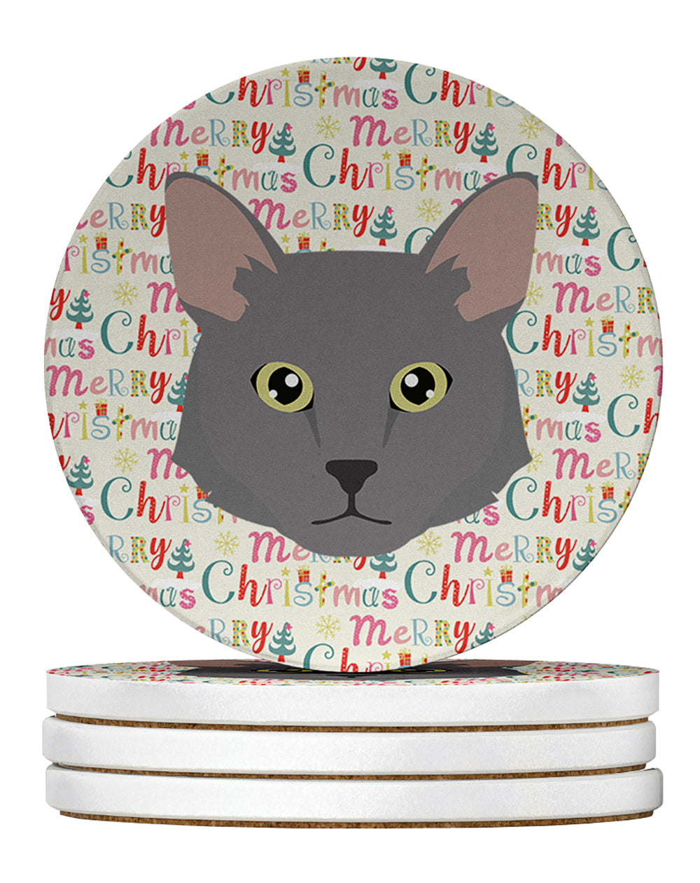 Nebelung Cat Christmas Large Sandstone Coasters Pack of 4