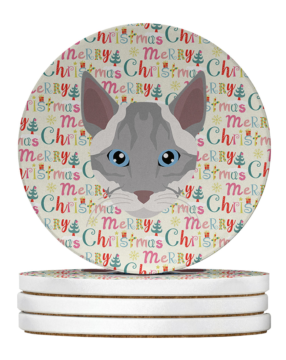 Ojos Azules Cat Christmas Large Sandstone Coasters Pack of 4