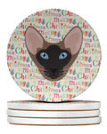 Oriental Bicolor Cat Christmas Large Sandstone Coasters Pack of 4