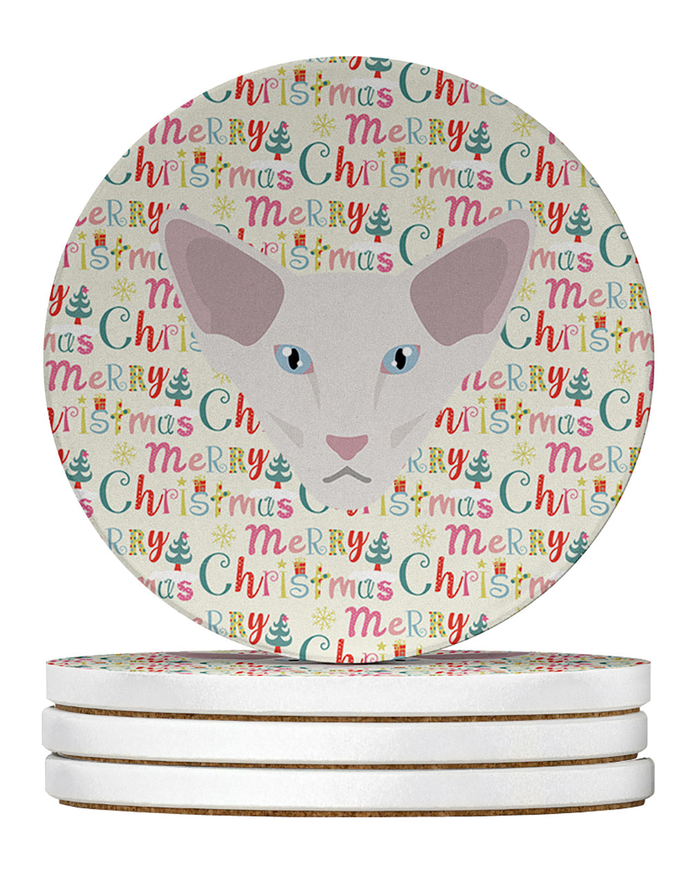Oriental Longhair Cat Christmas Large Sandstone Coasters Pack of 4