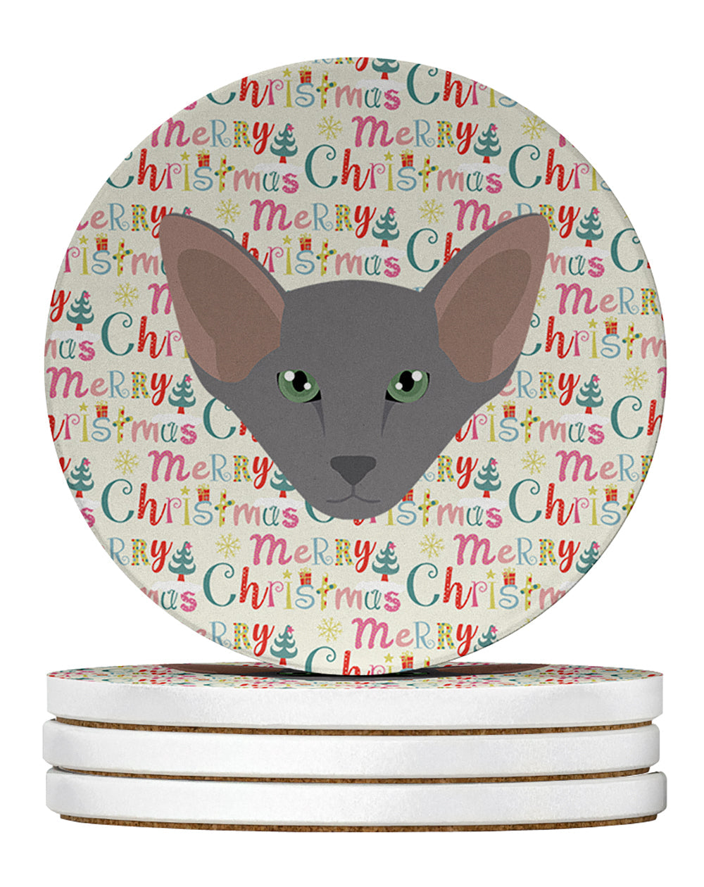Oriental Shorthair Cat Christmas Large Sandstone Coasters Pack of 4