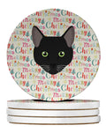 Pantherette Cat Christmas Large Sandstone Coasters Pack of 4