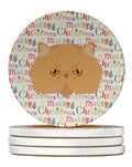Persian Modern Cat Christmas Large Sandstone Coasters Pack of 4