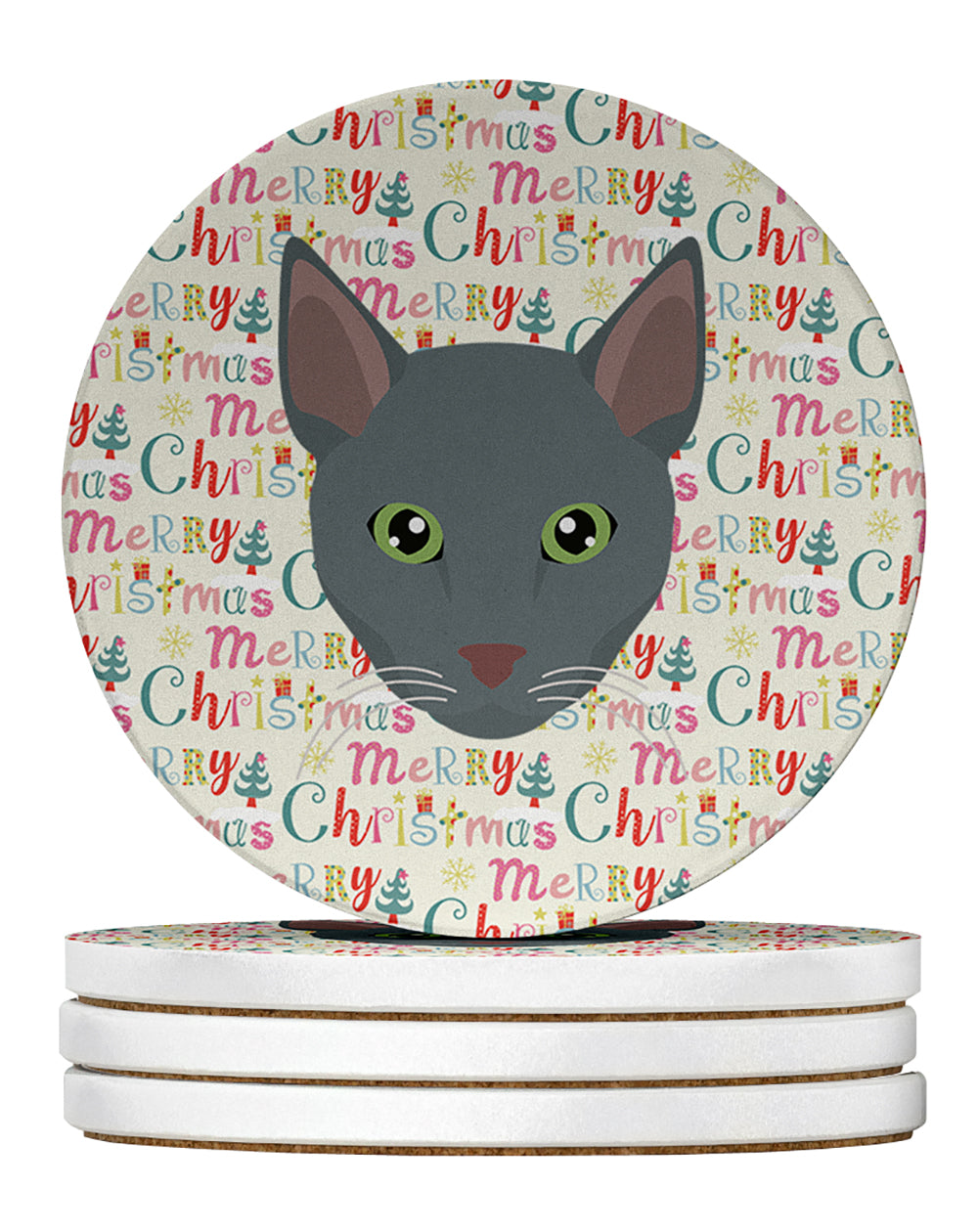 Raas Cat Christmas Large Sandstone Coasters Pack of 4