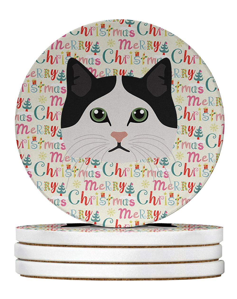 Ragamuffin Cat Christmas Large Sandstone Coasters Pack of 4