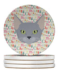 Russian Blue Cat Christmas Large Sandstone Coasters Pack of 4