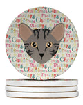 Safari Cat Christmas Large Sandstone Coasters Pack of 4