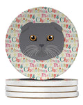 Scottish Fold Cat Christmas Large Sandstone Coasters Pack of 4